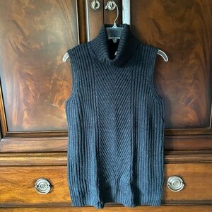 Dark gray sleeveless turtleneck sweater. New.